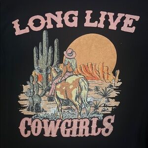 Black Long Live Cowgirls 2XL Shirt